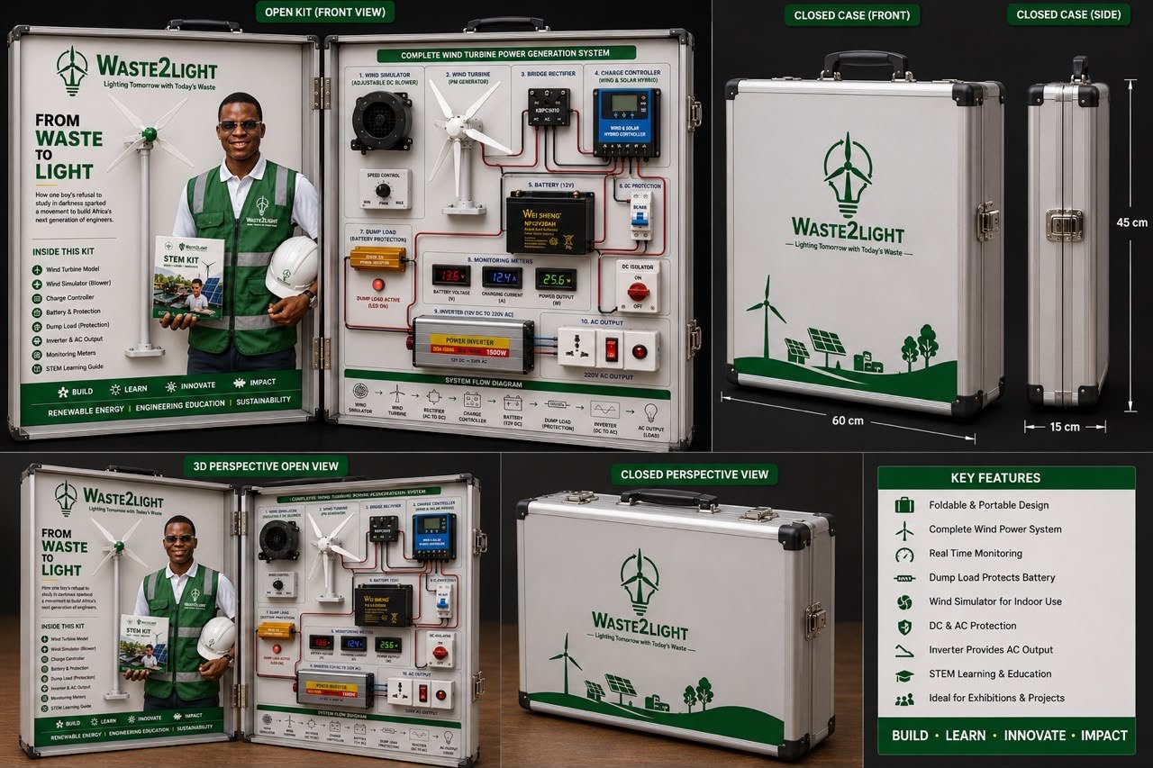 Waste2Light Green Energy STEM Kit and components