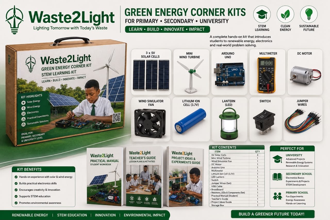 Waste2Light Green Energy Corner learning environment